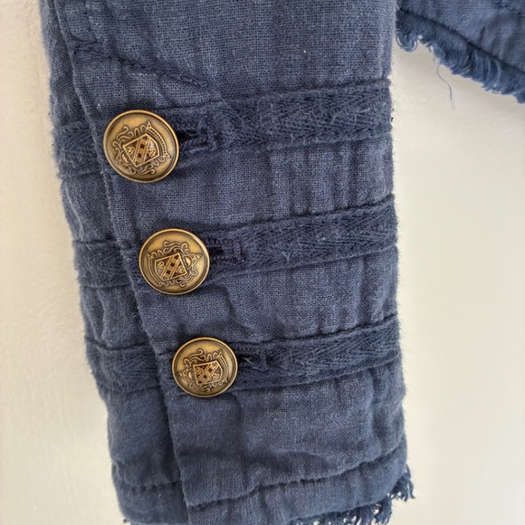 Free People Double-Faced Linen/Cotton Gauze Military Fitted Jacket XS - Picture 6 of 7